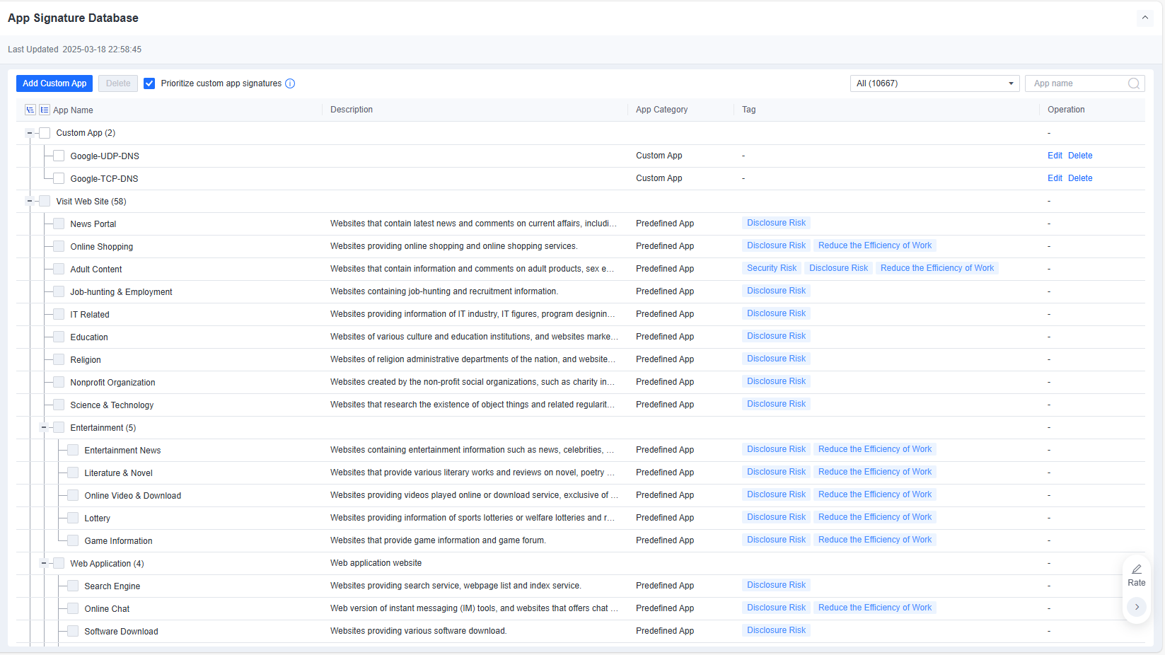 App Signature Database