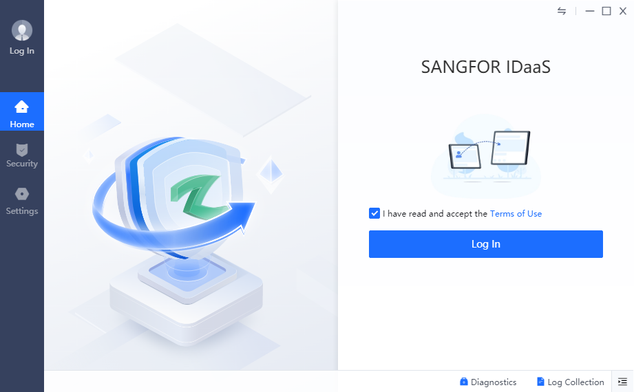 Sangfor IDaaS client login screen after installation