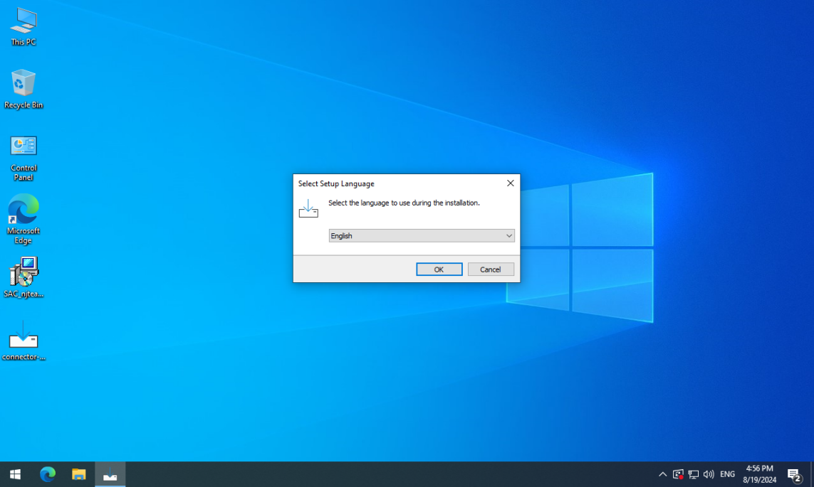 Windows Connector installer Select Setup Language dialog