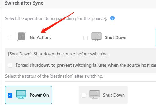 Switch after Sync settings - เลือก No Actions เพื่อไม่ shutdown source