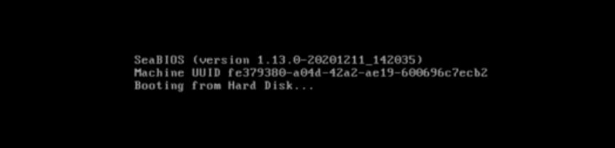 SeaBIOS: Booting from Hard Disk หลังแก้ไขสำเร็จ