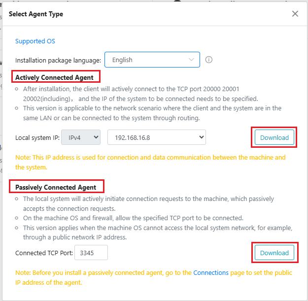 Select Agent Type: Windows actively or passively connected