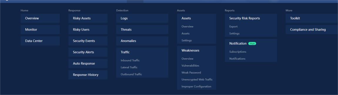 Navigation และ Layout ของ Console Athena NDR