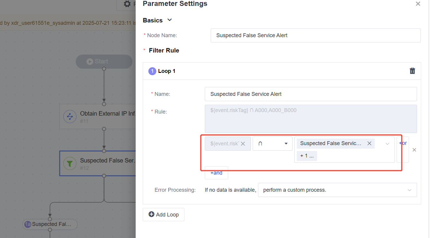 ใช้ Decision Node เพิ่ม IF (ตรง tag) และ ELSE เพื่อทำ reverse filter