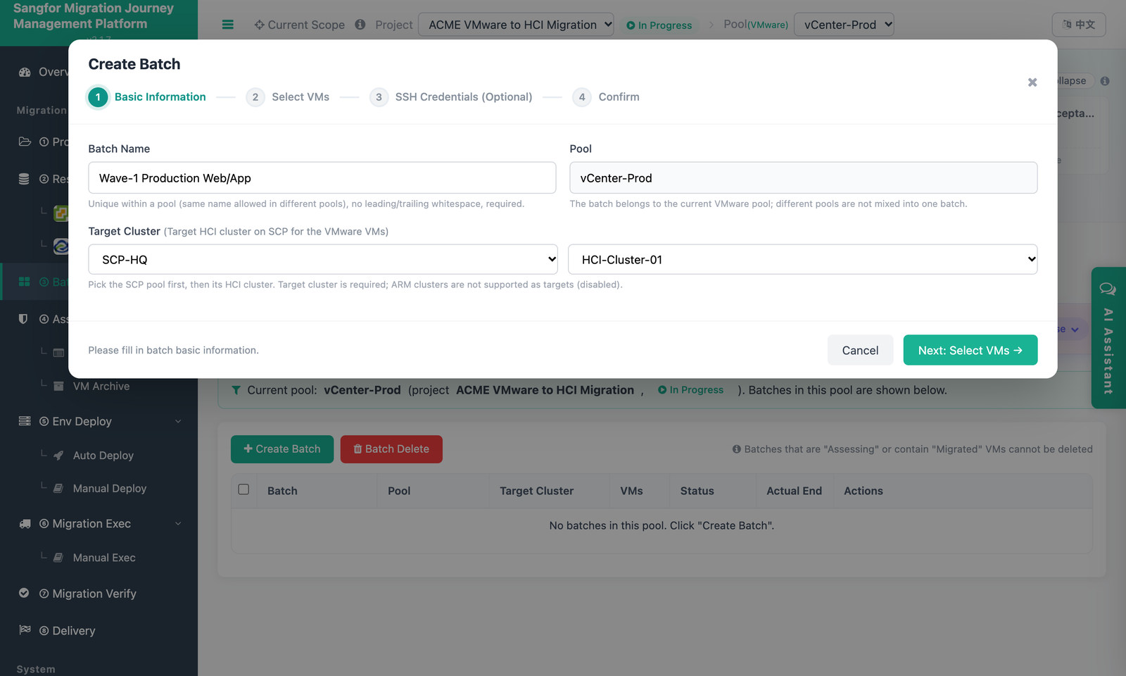 Create Batch: Basic Information