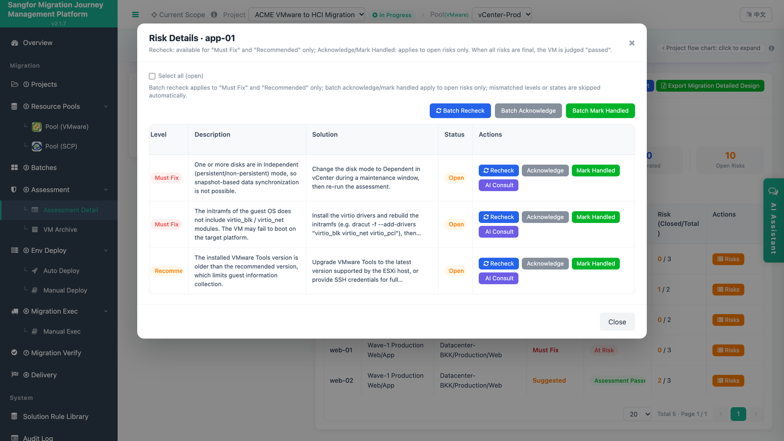 หน้าต่าง Risk Details