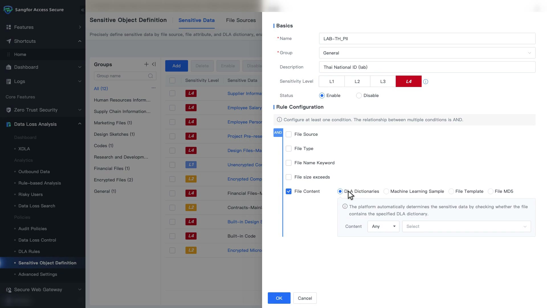 Sensitive Data: Rule Configuration