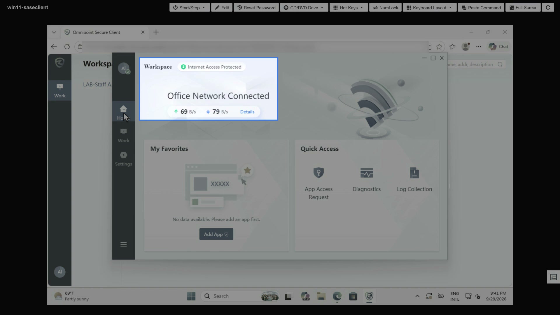 Omnipoint Secure Client สถานะ Office Network Connected
