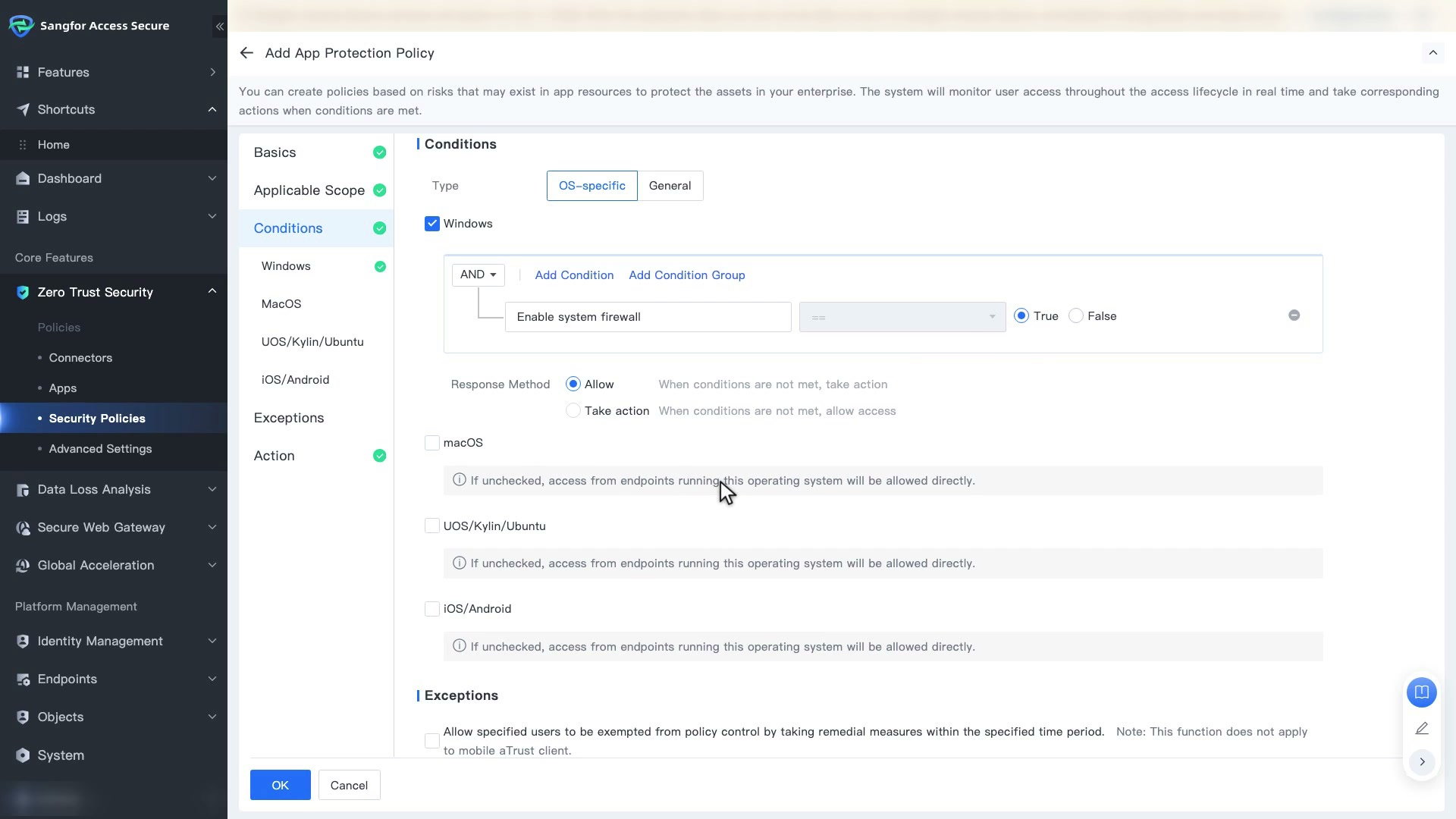 App Protection Policy: Conditions