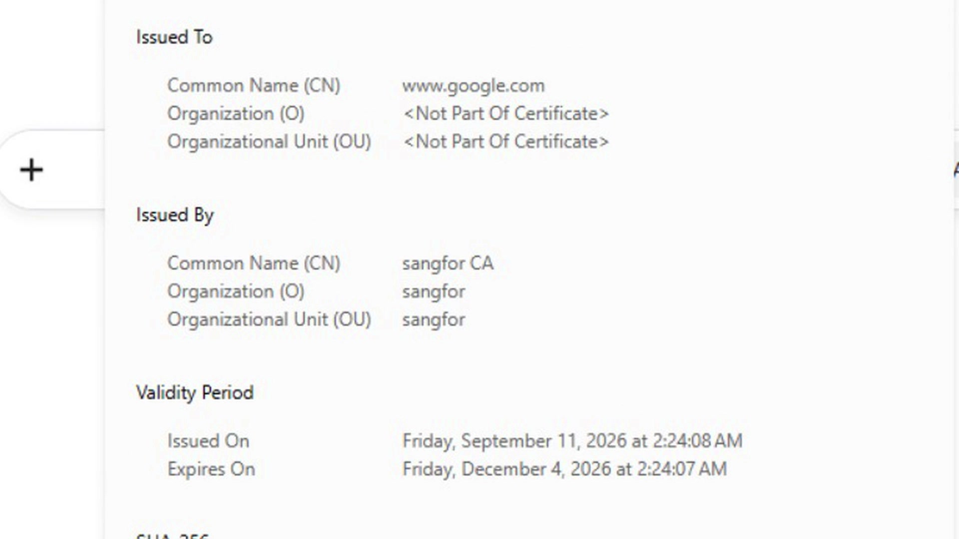 Certificate ที่ออกโดย CA ของระบบ