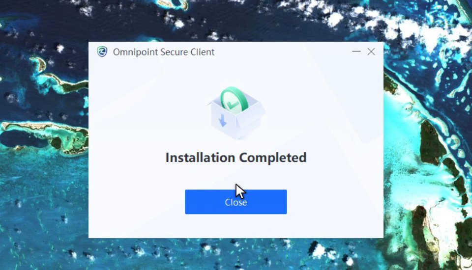หน้าต่าง Installation Completed พร้อมปุ่ม Close