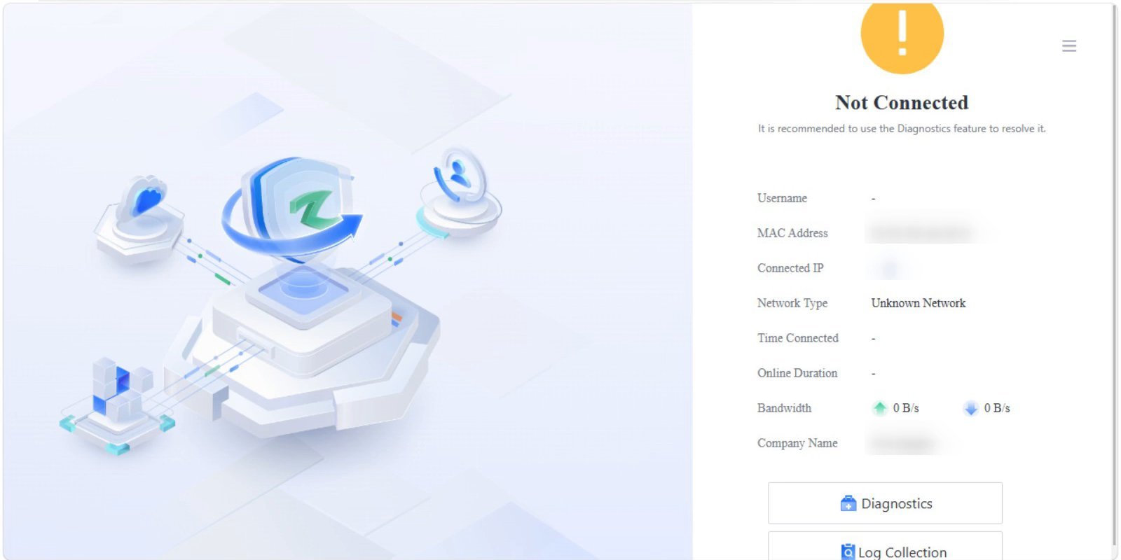 หน้าสถานะ 127.0.0.1:30001 แสดง Not Connected และคำแนะนำให้ใช้ Diagnostics