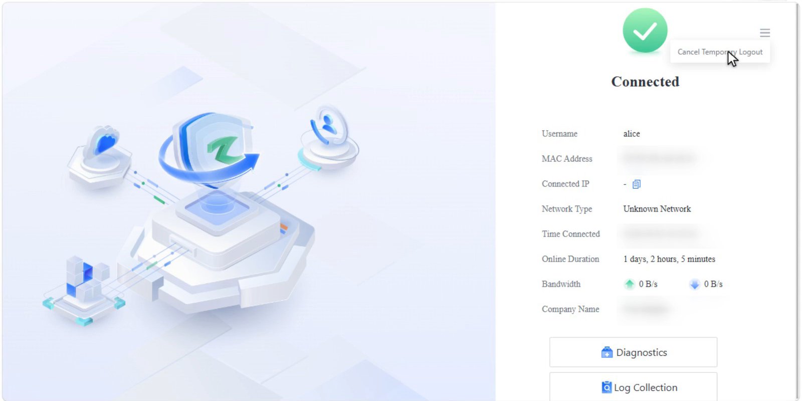เมนู Cancel Temporary Logout สำหรับยกเลิกก่อนครบเวลา