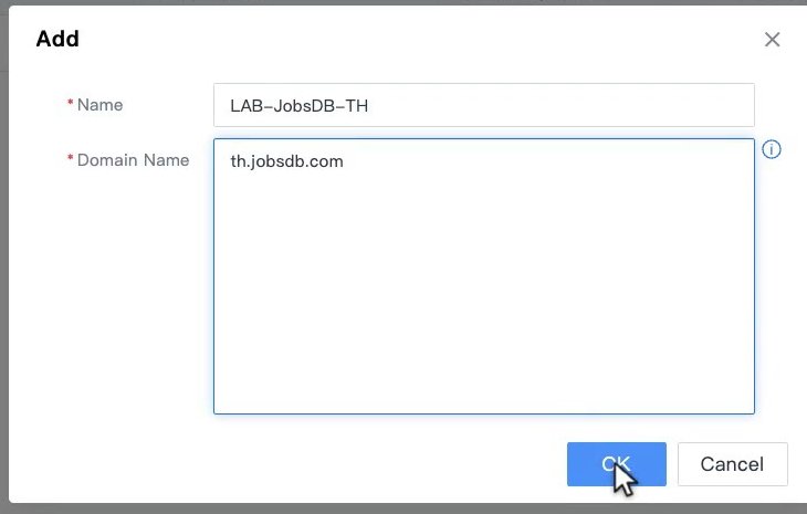 ฟอร์ม Add ใน Define Turnover Risk มีช่อง Name และ Domain Name ตัวอย่าง th.jobsdb.com