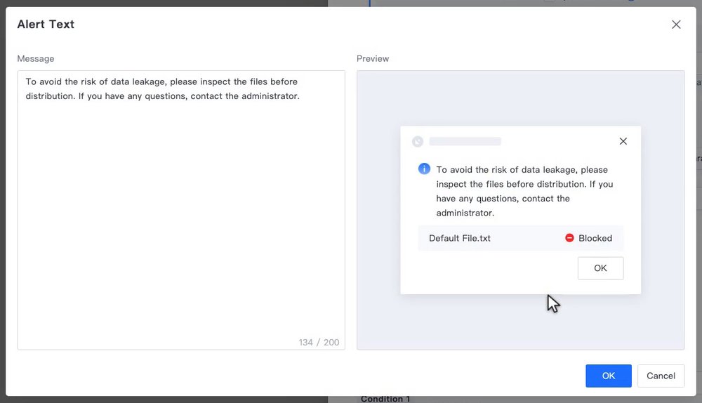 หน้าต่าง Alert Text สำหรับแก้ข้อความแจ้งเตือนผู้ใช้ พร้อม Preview