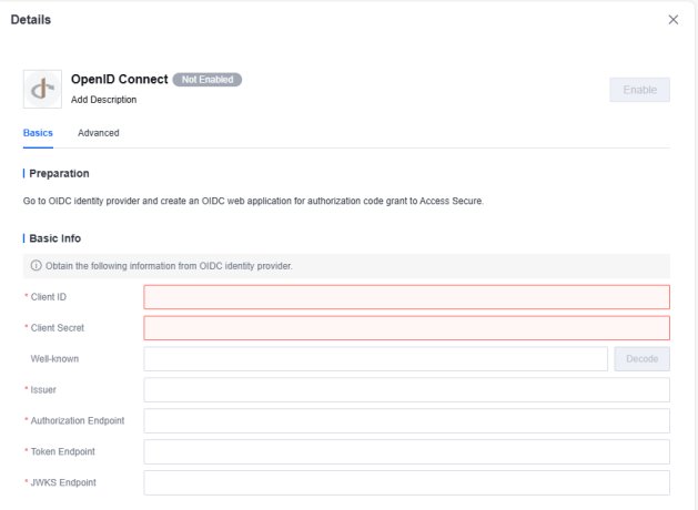 แท็บ Basics ของ Auth Source แบบ OIDC มีช่อง Client ID, Client Secret, Well-known พร้อมปุ่ม Decode, Issuer และ Endpoint ต่างๆ