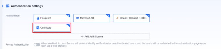 Auth Method ใน PC (Client Access) ติ๊ก Tile Certificate