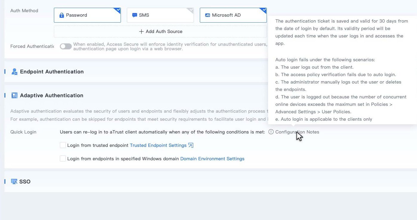 Configuration Notes ของ Quick Login แสดงอายุ Ticket และกรณีที่ Auto login ไม่ทำงาน