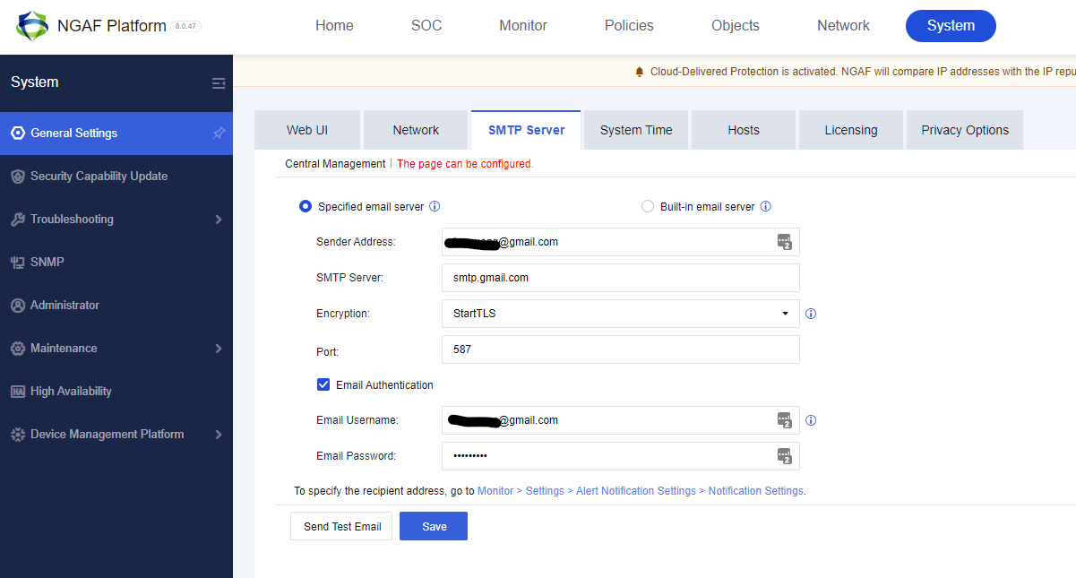 SMTP Server Configuration