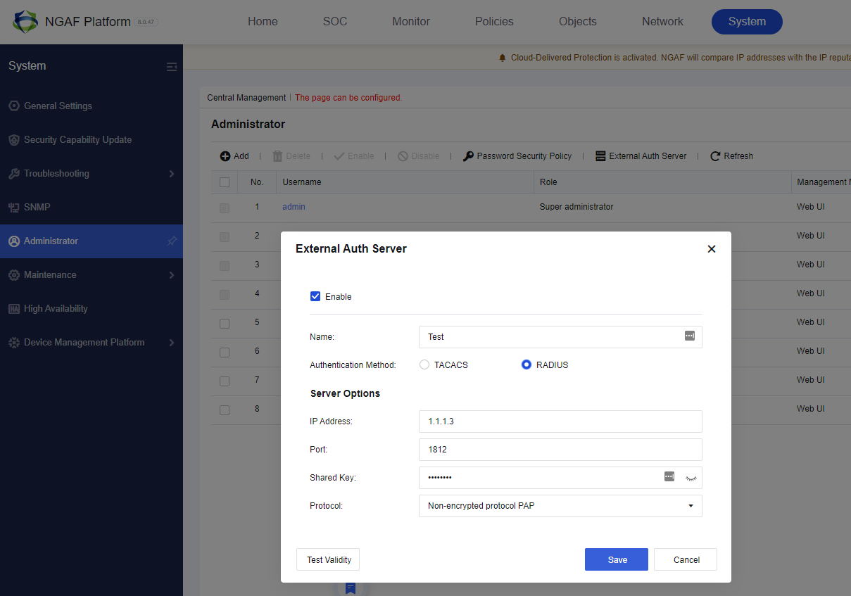External Auth Server Configuration